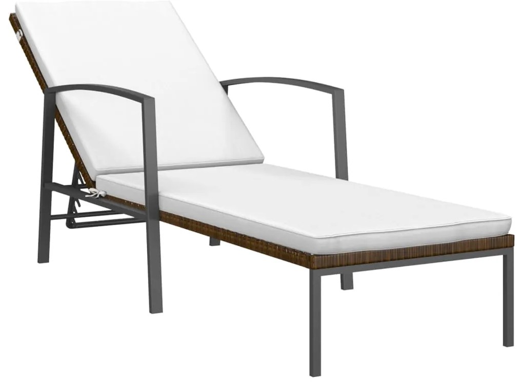 Espreguiçadeiras com mesa 2 pcs vime PE castanho