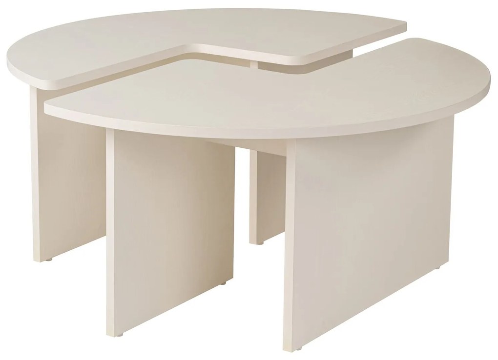 Mesa de Centro "Moira" – Branco, Ø90x41 cm, Design Rústico Moderno