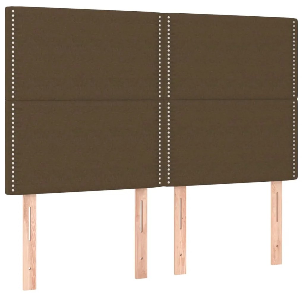 Estrutura de cama sem colchão 140x200 cm tecido castanho-escuro