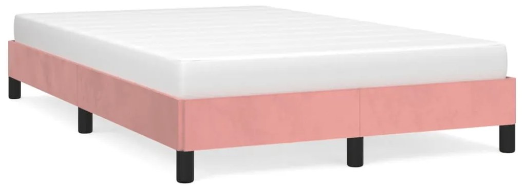 vidaXL Estrutura de cama com colchão 120x190 cm veludo rosa