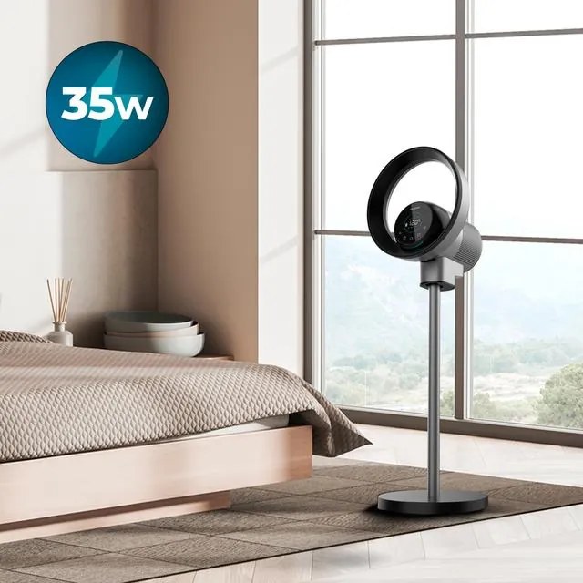 Ventilador sem pás e purificador de ar 2 em 1 TotalPure 2in1 MoonStyle Dark  com motor DC e controle Wifi. Com display LED, 9 velocidades, 4 modos, co