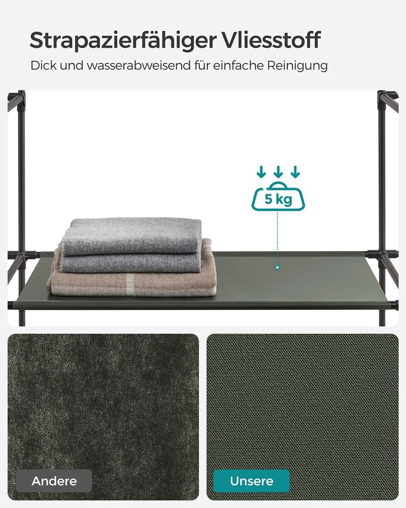 Guarda Roupa em Tecido dobrável com varão para roupa 45 x 150 x 175 cm verde sálvia
