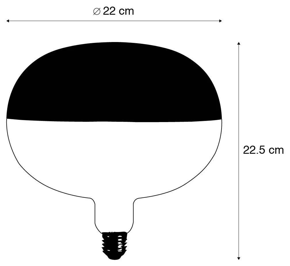 E27 cabeça de lâmpada LED regulável espelho preto 6W 360 lm 1800K