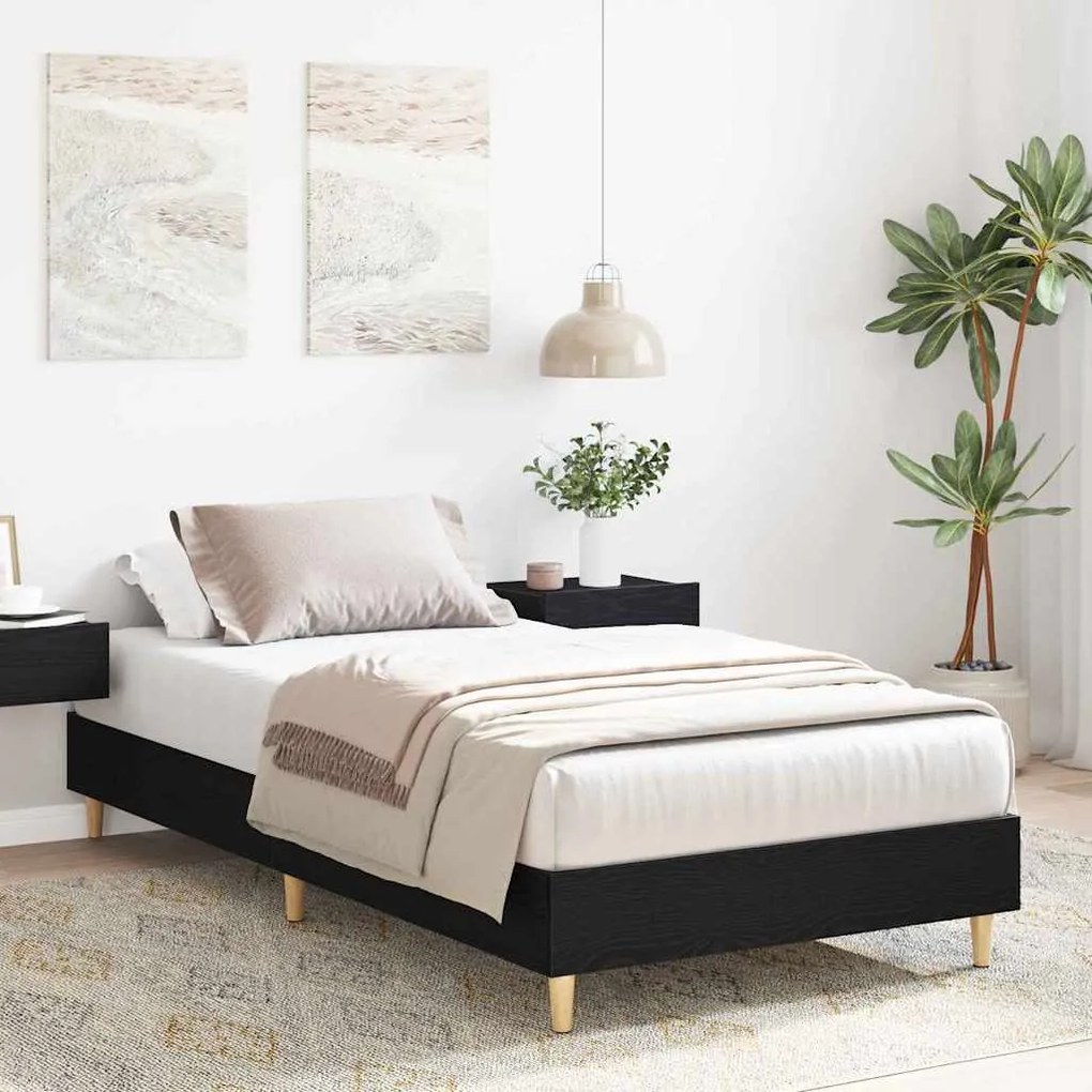 Cama vidaXL 120x200 cm em Madeira de Carvalho Preta