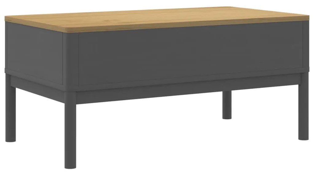 Mesa de centro FLORO 99x55,5x45cm madeira pinho maciça cinzento