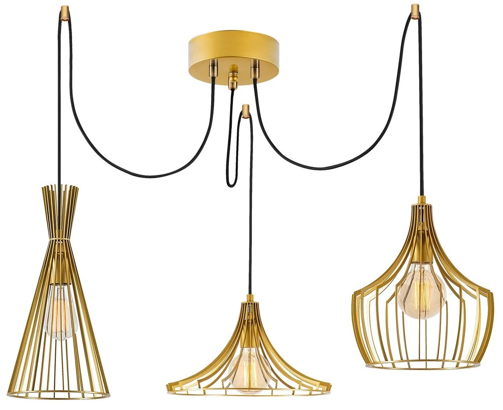 Candeeiro de Teto Mezopotamya – Dourado – Diâmetro 114 cm, Altura 130