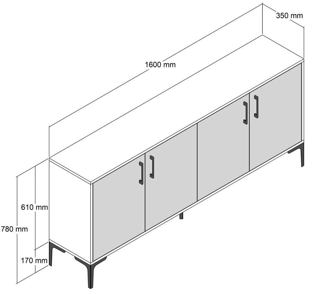 Console Kiev160 – Nogueira e Antracite – 160 cm