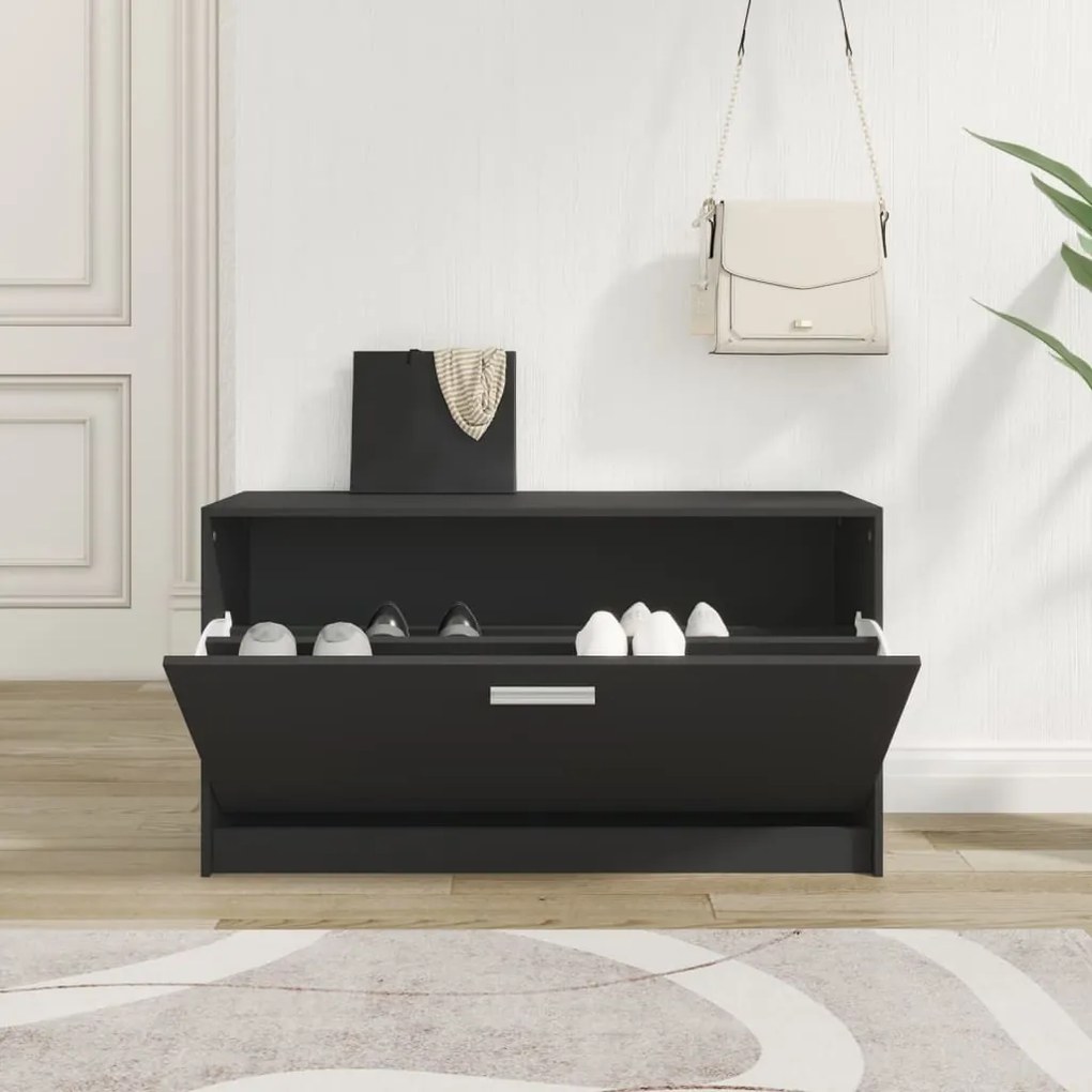 Banco sapateira 80x24x45 cm derivados de madeira preto