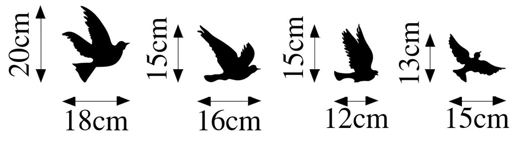 Acessório Decorativo de Parede Pigeons – Preto – 18x20 cm, 15x16 cm, 1