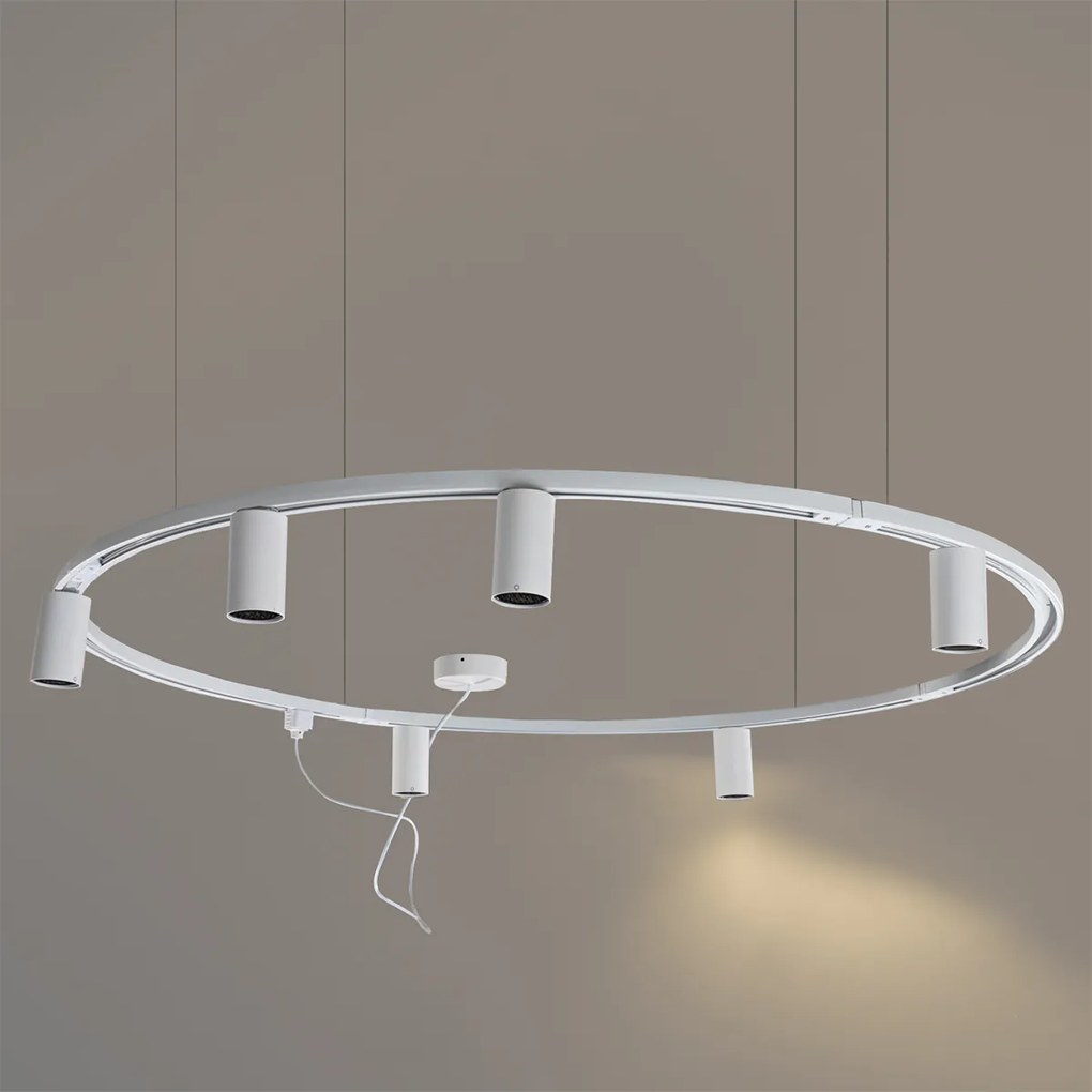 Sistema de iluminação de trilho pendente moderno com 6 focos brancos monofásicos GU10 50mm - Iconic Ruby Honey