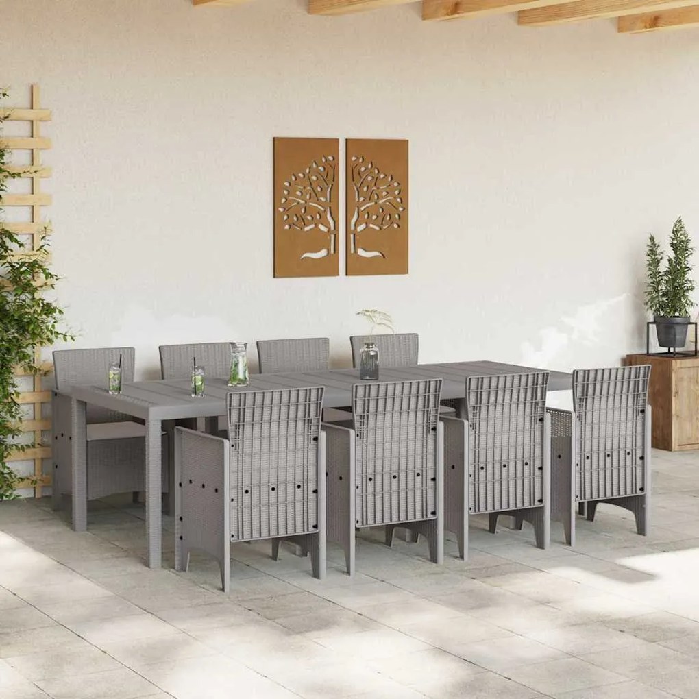 Conjunto de Jantar ao Ar Livre 9 pcs Branco 250 x 100 x 73 cm