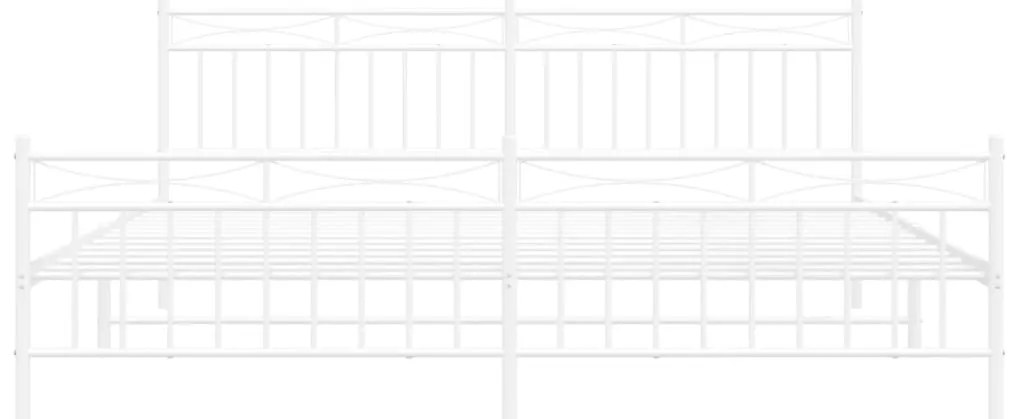 Estrutura de cama com cabeceira e pés 200x200 cm metal branco