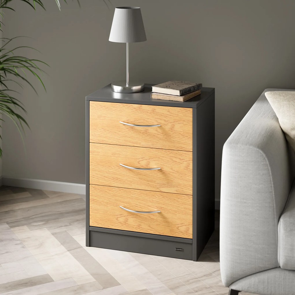 Mesa de cabeceira Eloise 54 x 39 x 28 cm Madeira + Cinzento