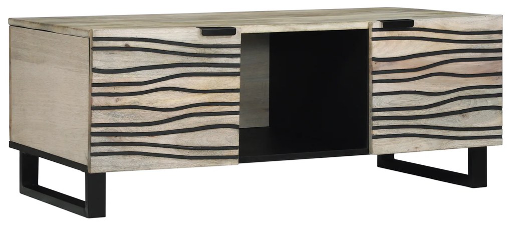 vidaXL Mesa de centro com prateleira com armazenamento com porta Branco, Preto 100 x 50 x 40 cm