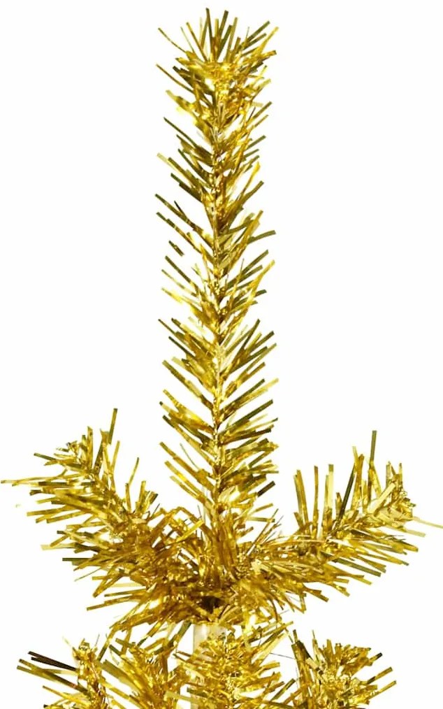 Meia árvore de Natal fina com suporte 210 cm dourado