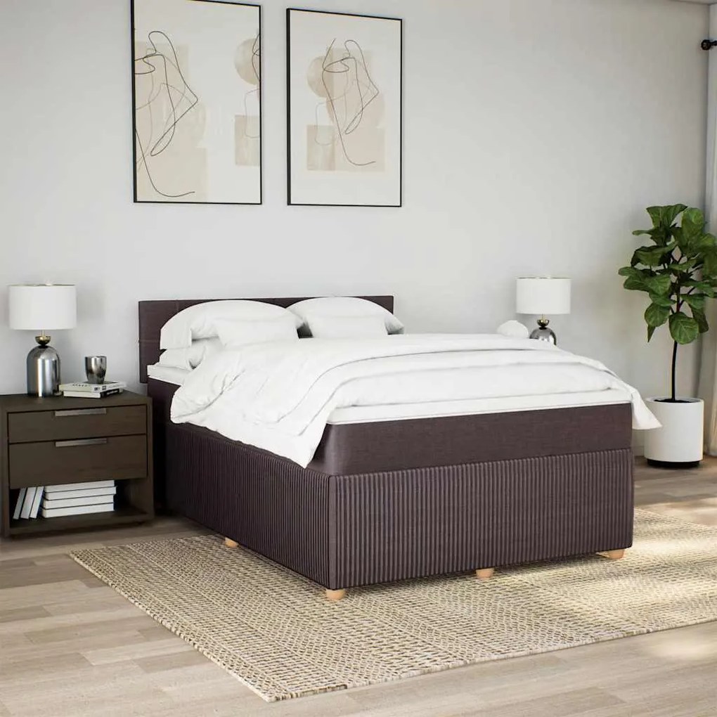 Cama com molas/colchão 140x190 cm tecido castanho-escuro