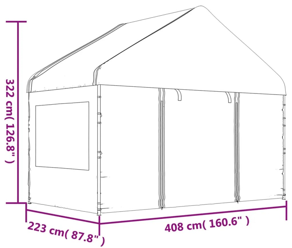 Tenda de Eventos com telhado 15,61x4,08x3,22 m polietileno branco