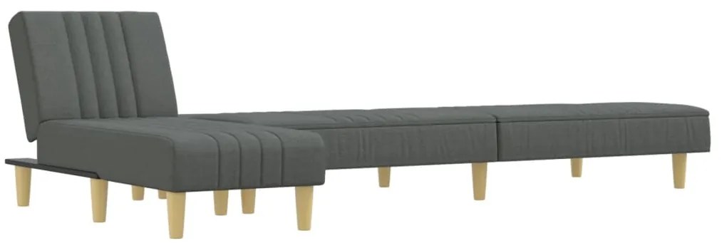 Sofá-cama em forma de L 255x140x70 cm tecido cinzento-escuro