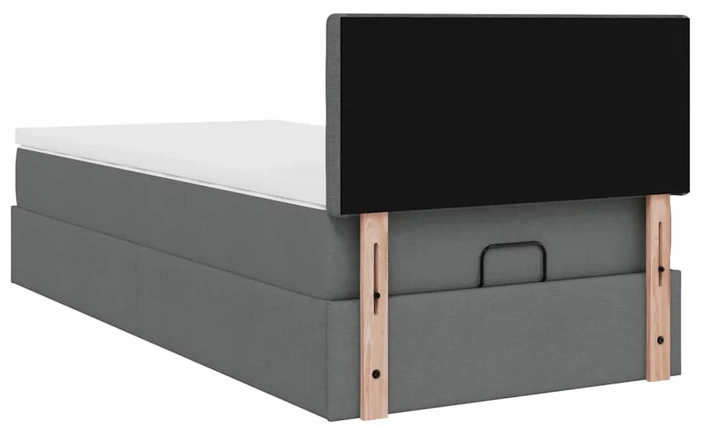 Estrutura cama otomana colchão 90x190 cm tecido cinzento escuro
