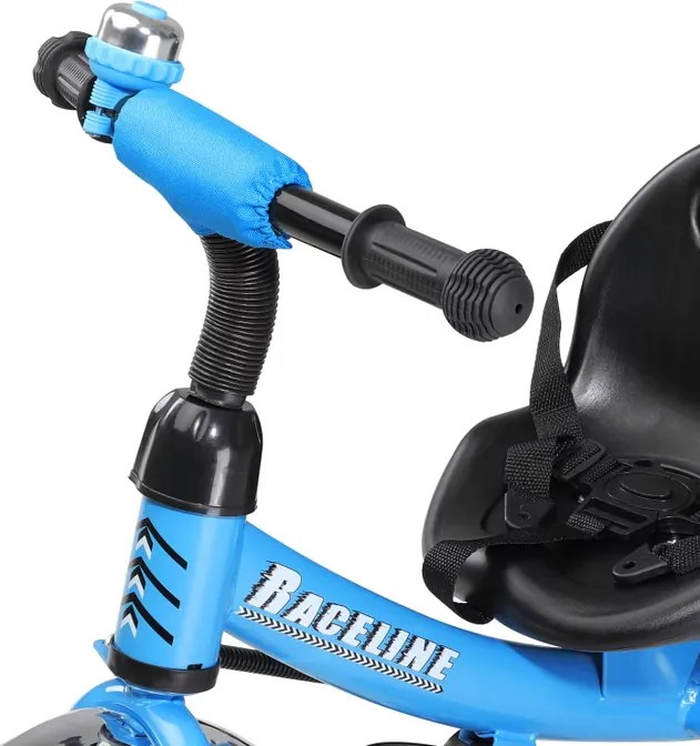 Triciclo infantil Raceline com barra de empurrar em metal 88 x 48 x 96 cm Azul
