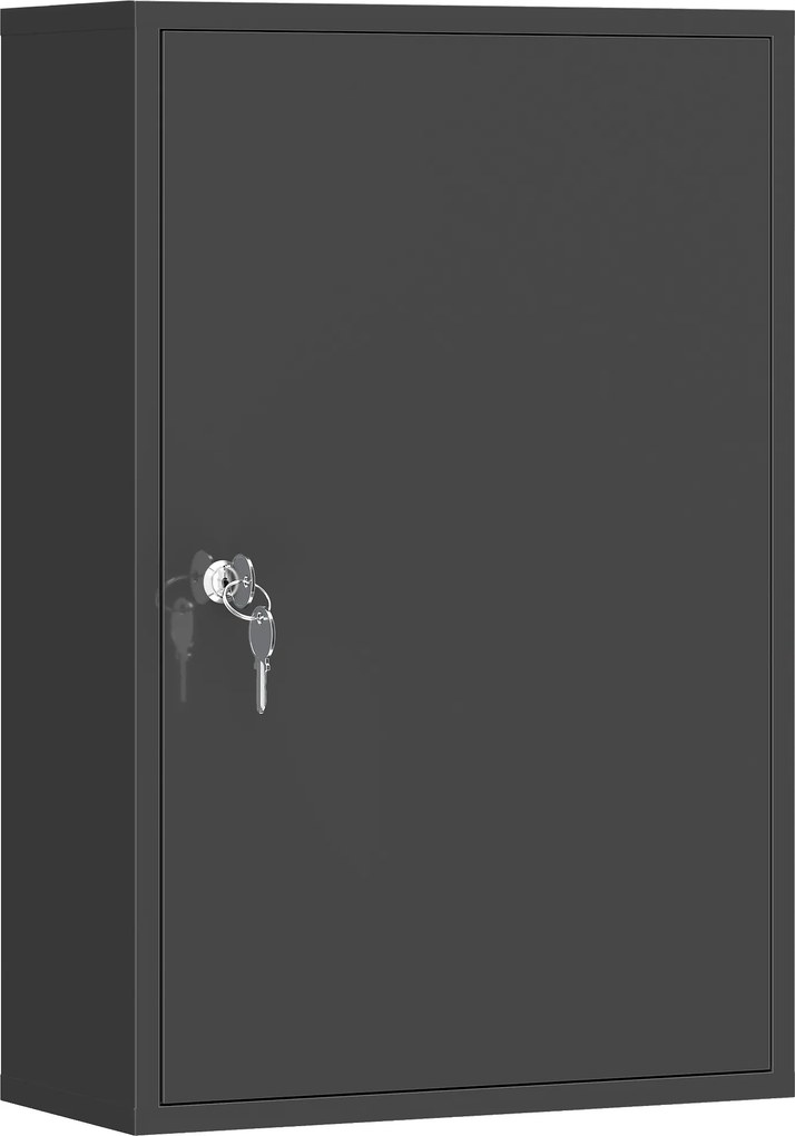 Armário de Medicamentos de Parede, 40 x 18 x 60 cm, com Fechadura, Preto