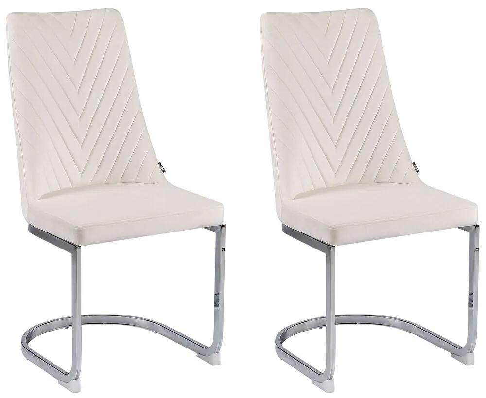 Conjunto de 2 cadeiras de jantar em veludo branco creme ALTOONA Beliani