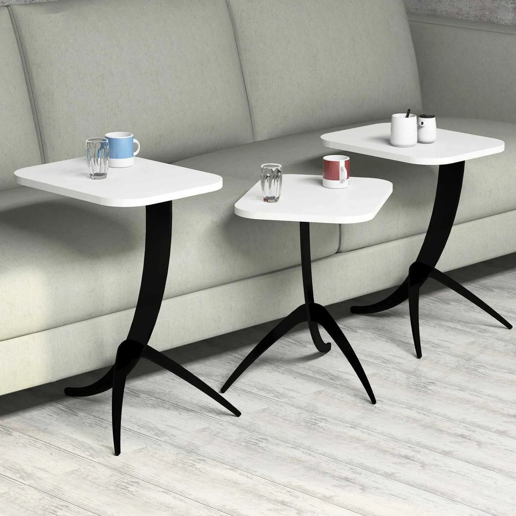 Mesas de Aninhamento Pion – Branco – 35x45x60 cm (3 Peças)
