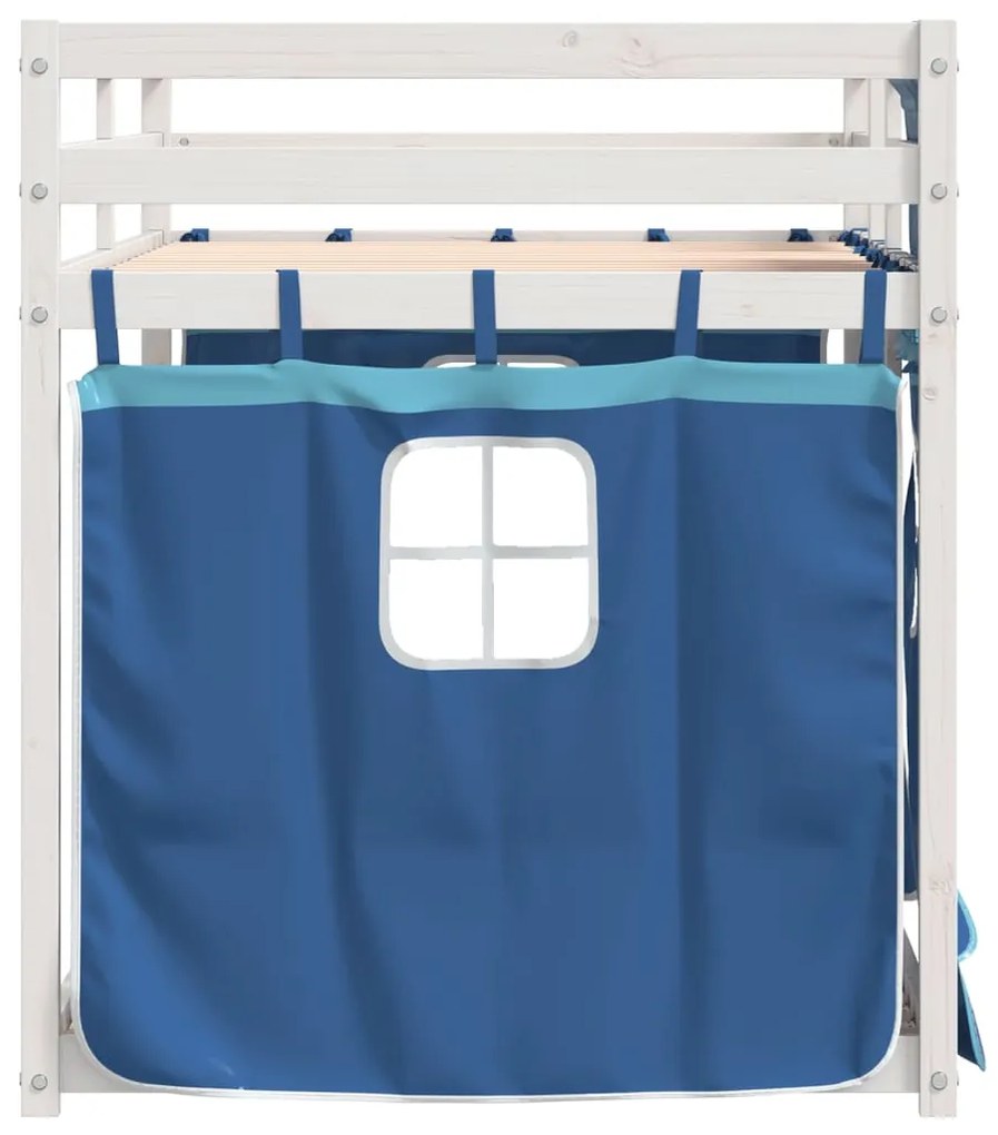 Beliche com cortinas 90x190 cm madeira de pinho maciça azul