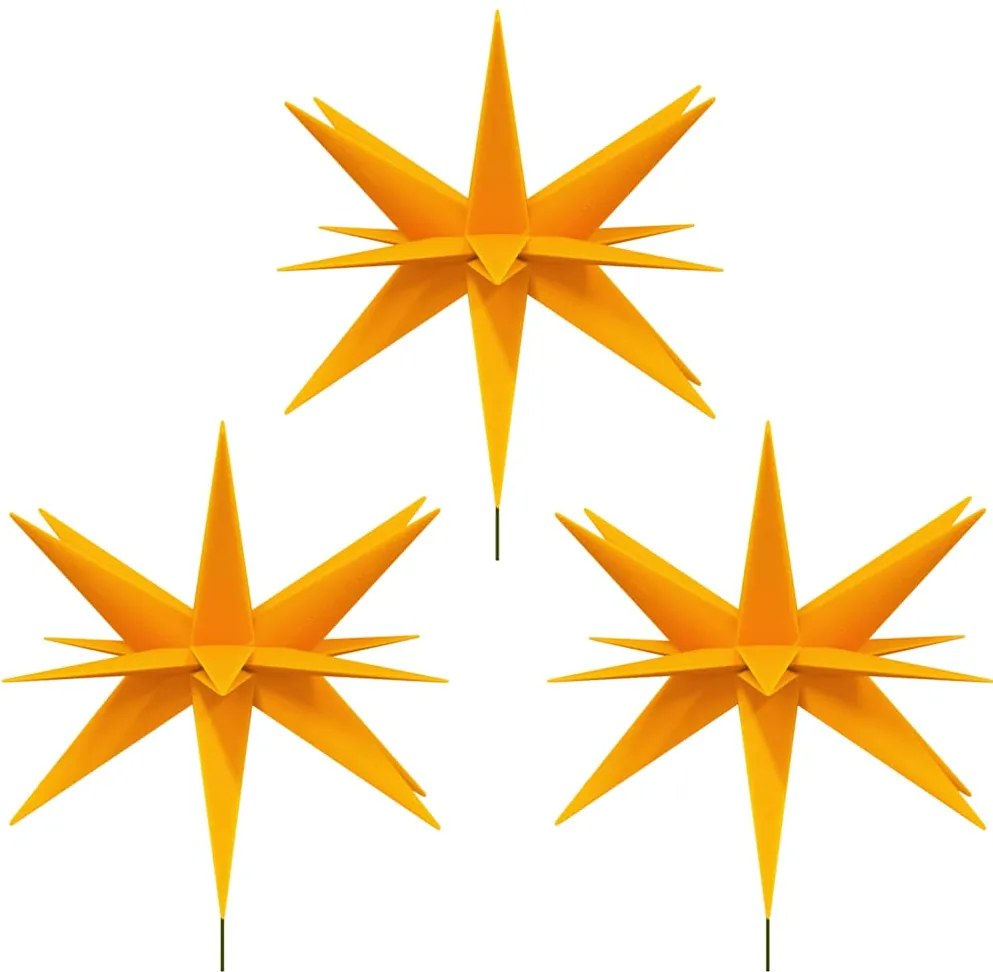 Luzes de Natal com espigões 3 pcs LED dobrável 35 cm amarelo
