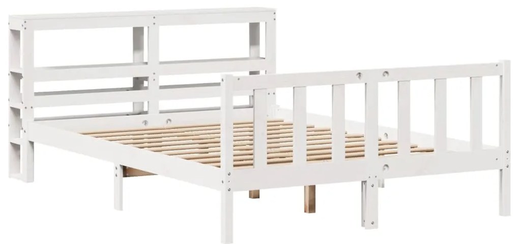 Cama sem colchão 150x200 cm madeira de pinho maciça branco