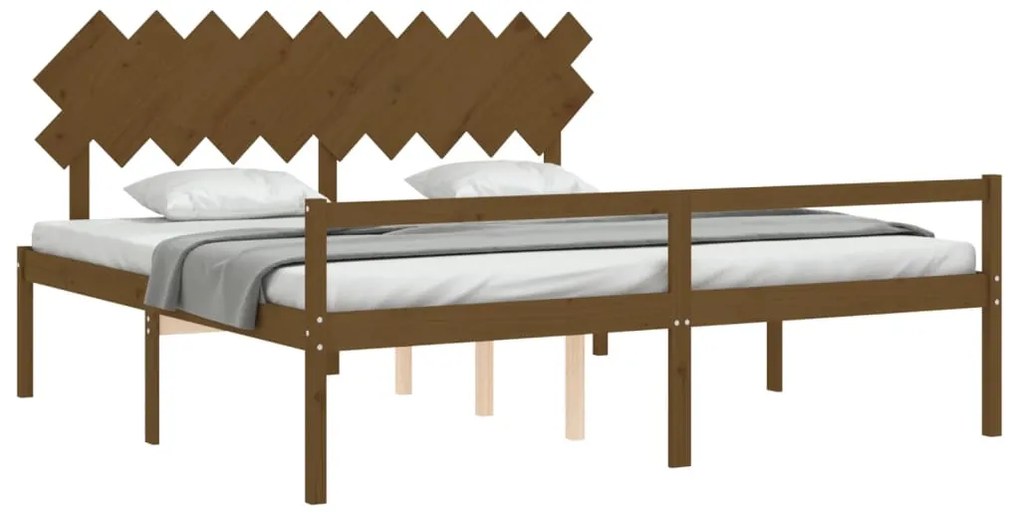 Cama para idosos c/ cabeceira 200x200 cm madeira castanho-mel
