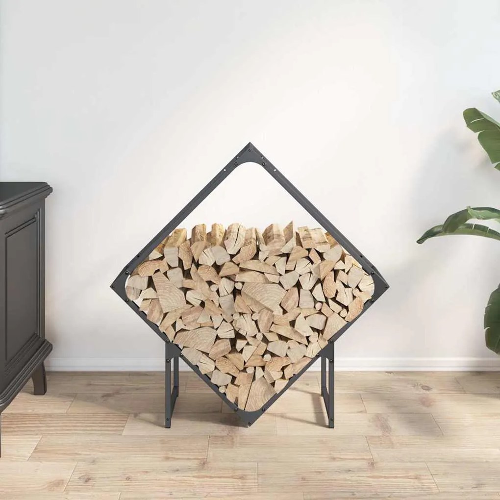 Suporte para lenha 80x25x80 cm aço laminado a frio antracite