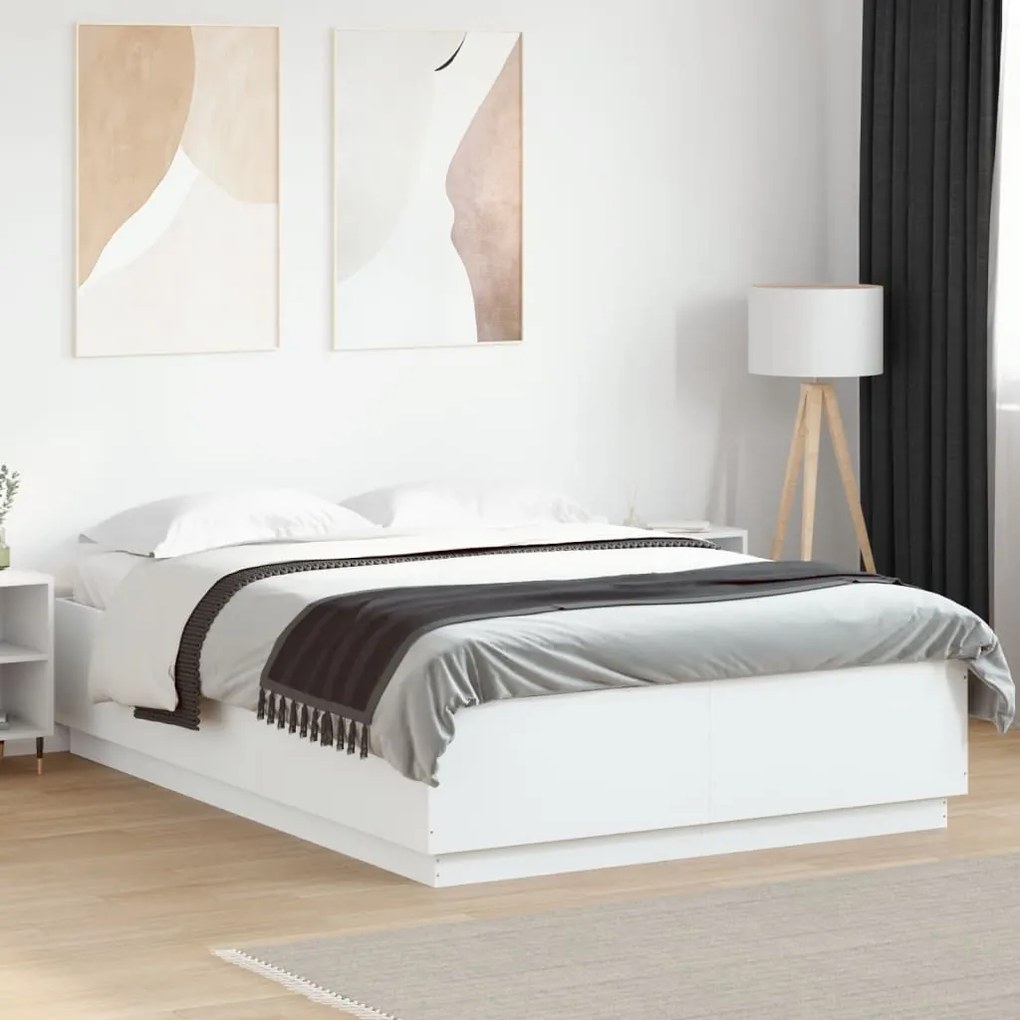Estrutura de cama 150x200 cm derivados de madeira branco