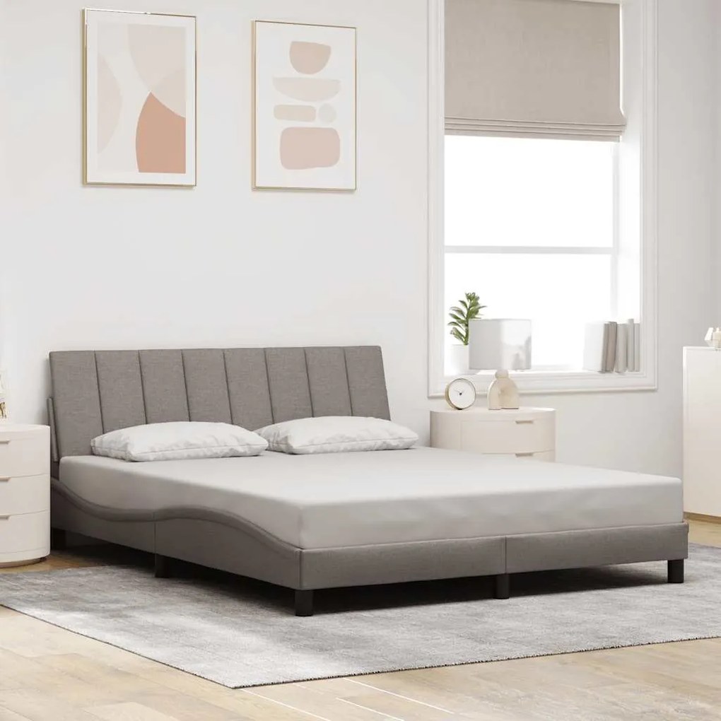 vidaXL Cama sem colchão 160x200 cm tecido castanho-acinzentado