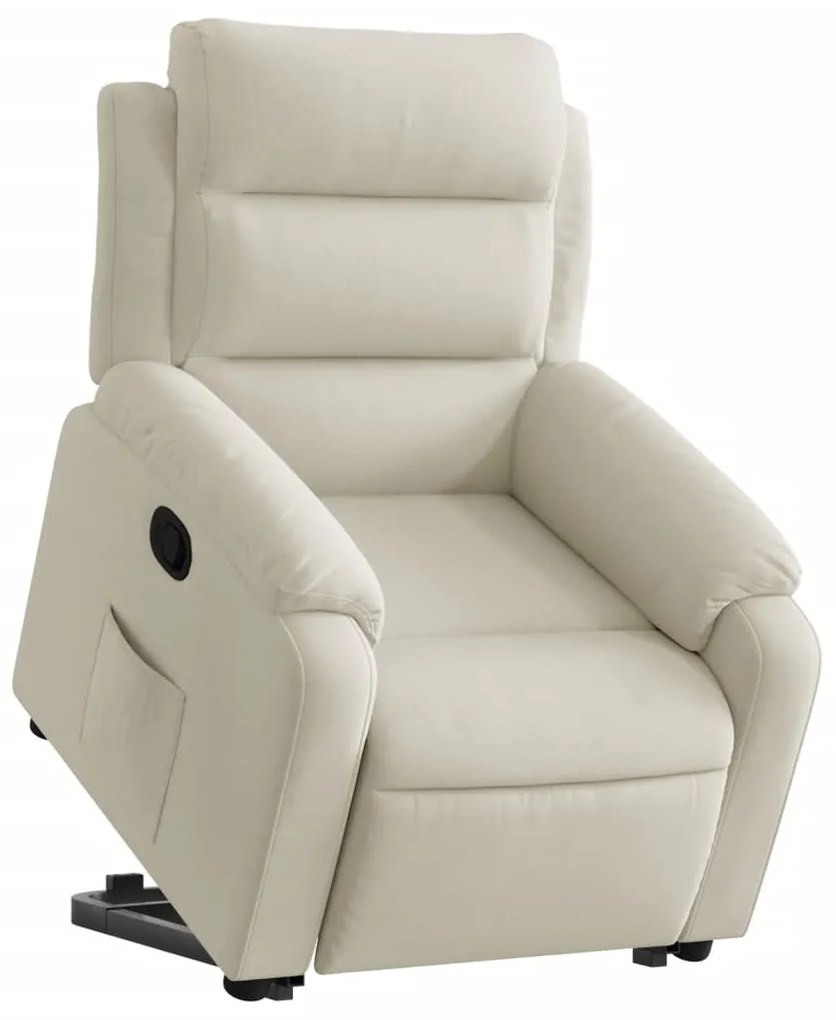 Poltrona reclinável elevatória veludo cor creme