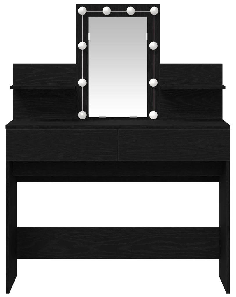 Mesa de Maquiagem vidaXL com LED Carvalho Preto 100x40x130 cm