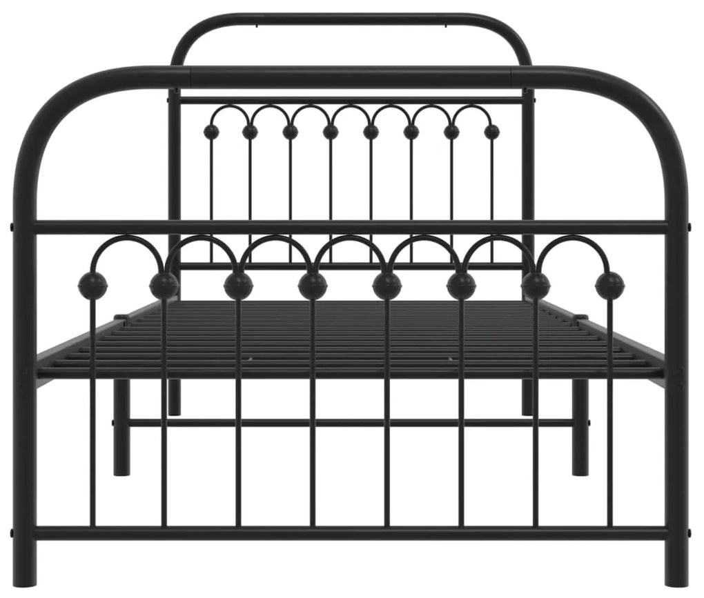 Estrutura de cama com cabeceira e pés 90x200 cm metal preto