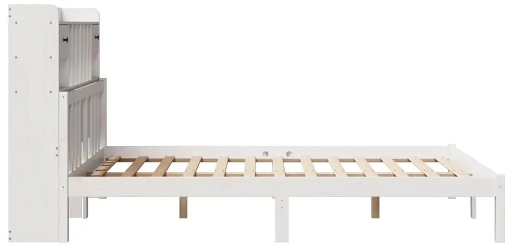 Cama com estante sem colchão 160x200 cm pinho maciço branco