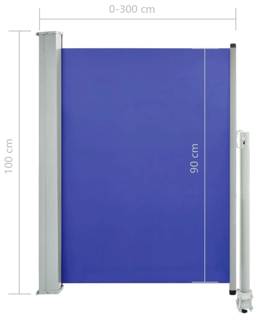 Toldo lateral retrátil para pátio 100x300 cm azul