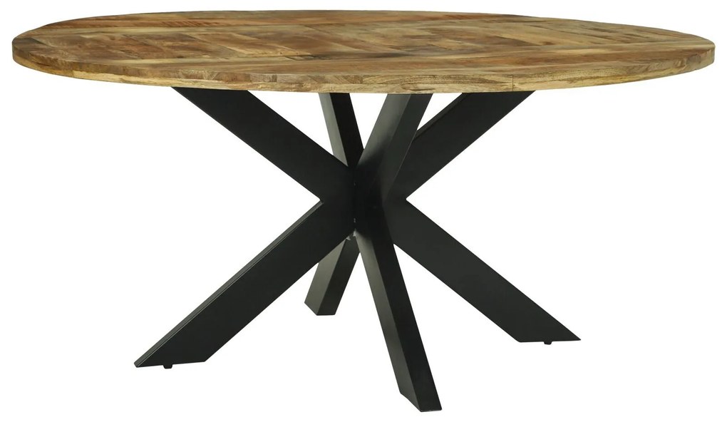 Mesa de Jantar Redonda Ø160x76 cm Madeira Sólida de Mangueira Rugosa