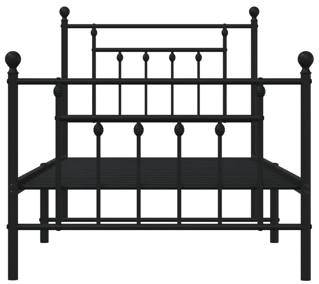 Estrutura de cama com cabeceira e pés 80x200 cm metal preto