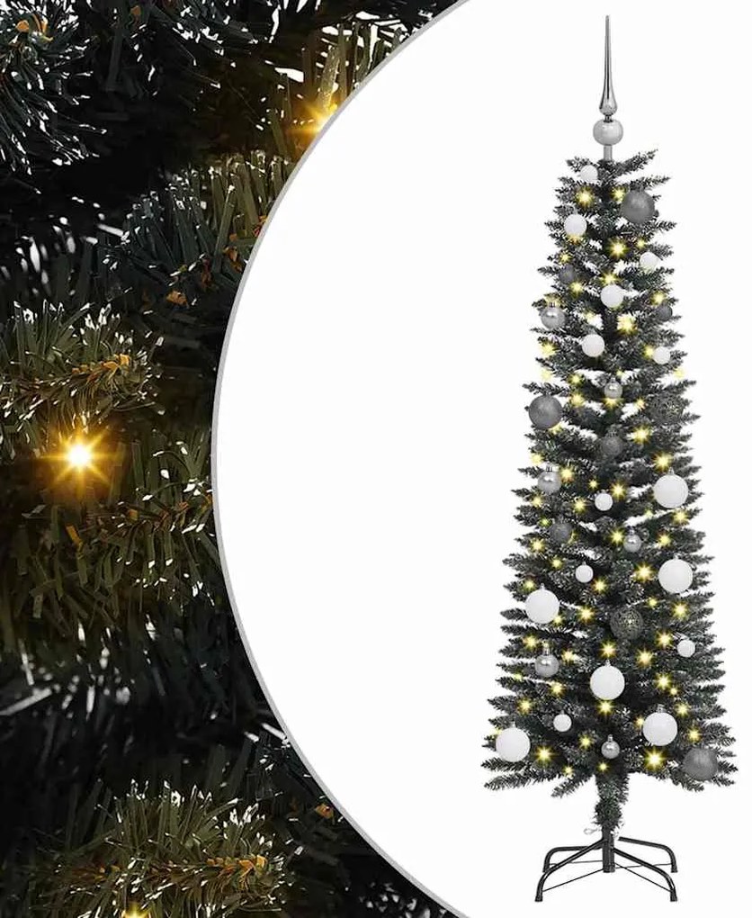 vidaXL ÁrvoredeNatalArtificial com luzes de tira LED Verde 150cm PVC