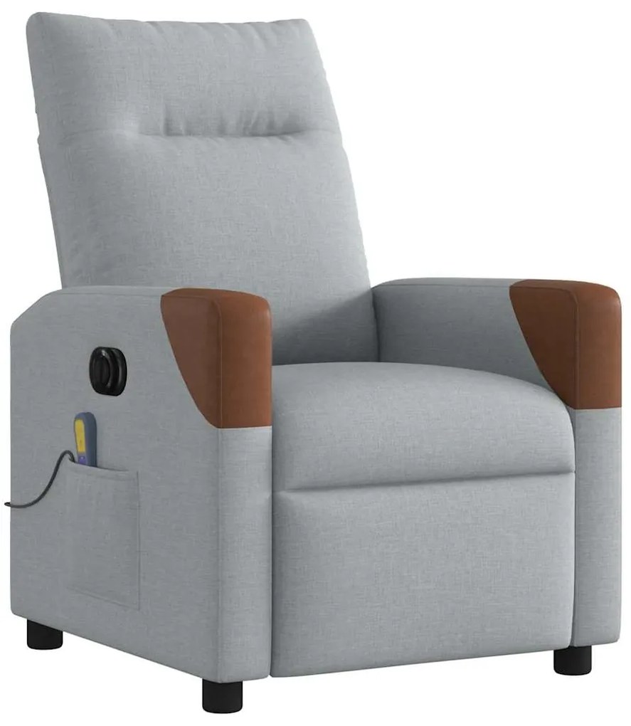 Poltrona de massagens reclinável elétrica tecido cinzento-claro