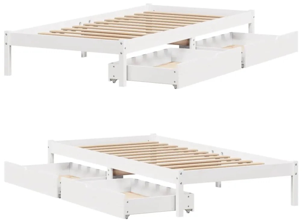 Cama sem colchão 90x190 cm madeira de pinho maciça branco
