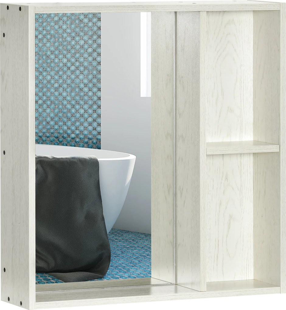 Armário de Casa de Banho com Espelho Móvel para Casa de Banho Estilo Moderno 63x15x65 cm Branco