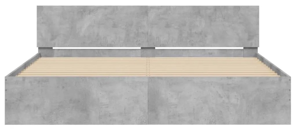 Estrutura de cama com cabeceira 200x200 cm cinzento cimento