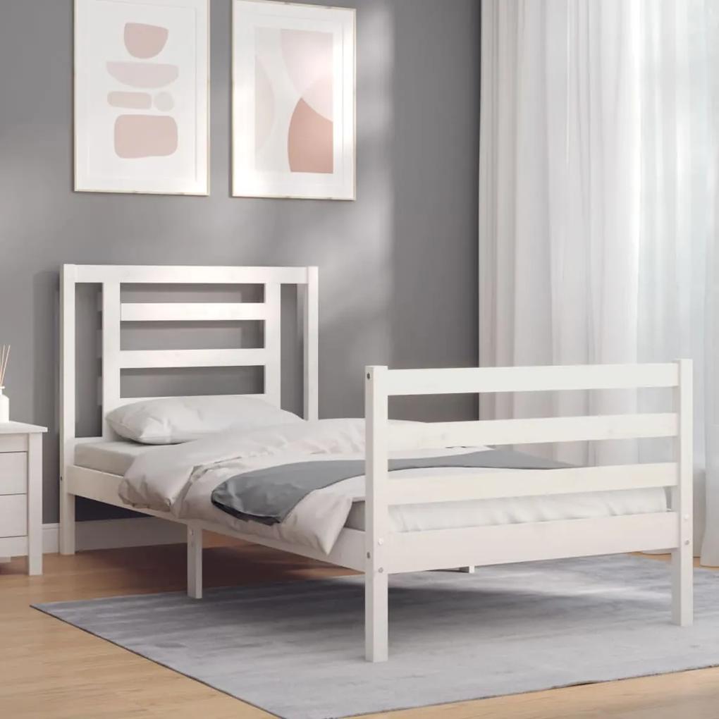 3194692 vidaXL Estrutura de cama com cabeceira 100x200cm madeira maciça branco