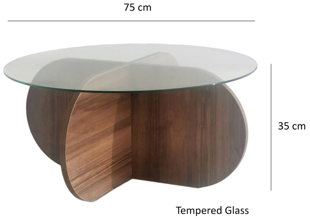 Mesa de Café Bubble - Nogueira - 75x35x75 cm