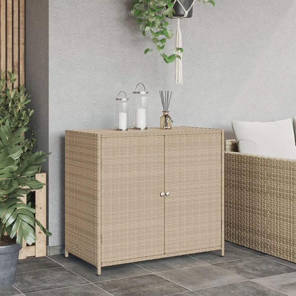 Armário de arrumação p/ jardim 83x45x76 cm vime PE bege