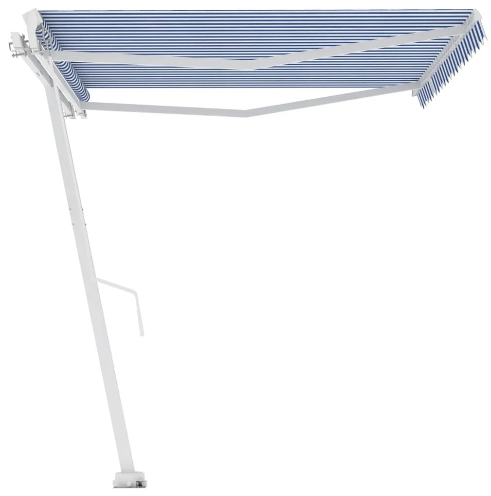 Toldo retrátil manual independente 400x350 cm azul e branco